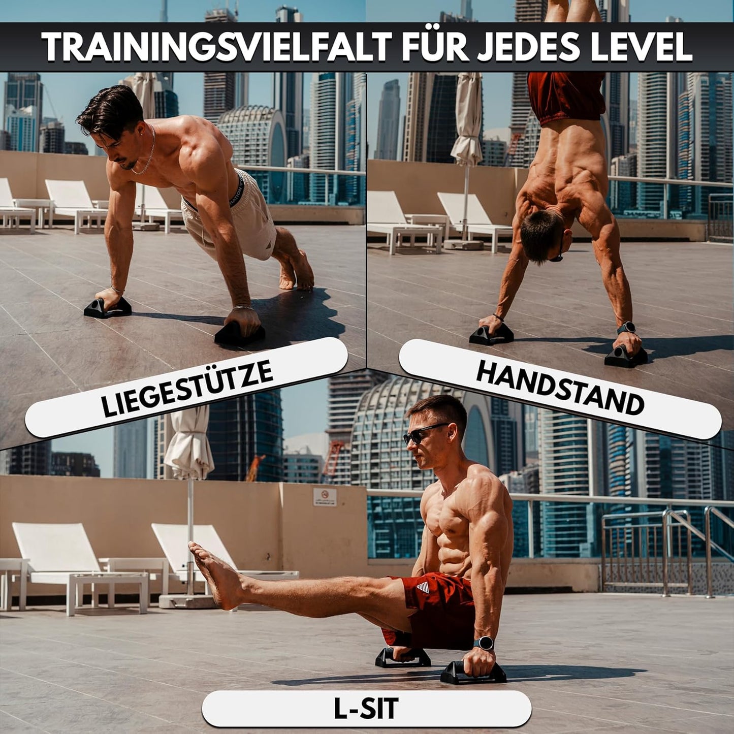 GORNATION Liegestützgriffe, Push up Bars Mit Silikongriff & Rutschfester Gummibasis, Leicht & Transportabel, Calisthenics Equipment Zuhause, Handstand Griffe, Home & Outdoor Workouts