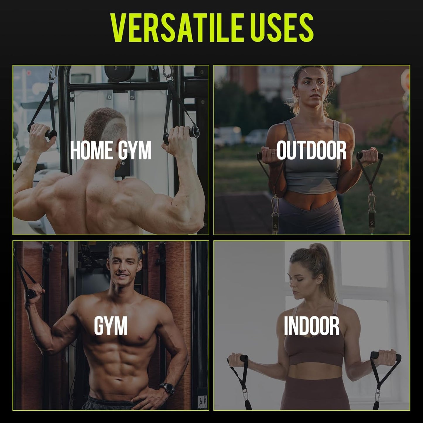 Premium Einhandgriff Set für Widerstandsbänder & Krafttraining – Robuste Edelstahl D-Ringe für Maximale Leistung