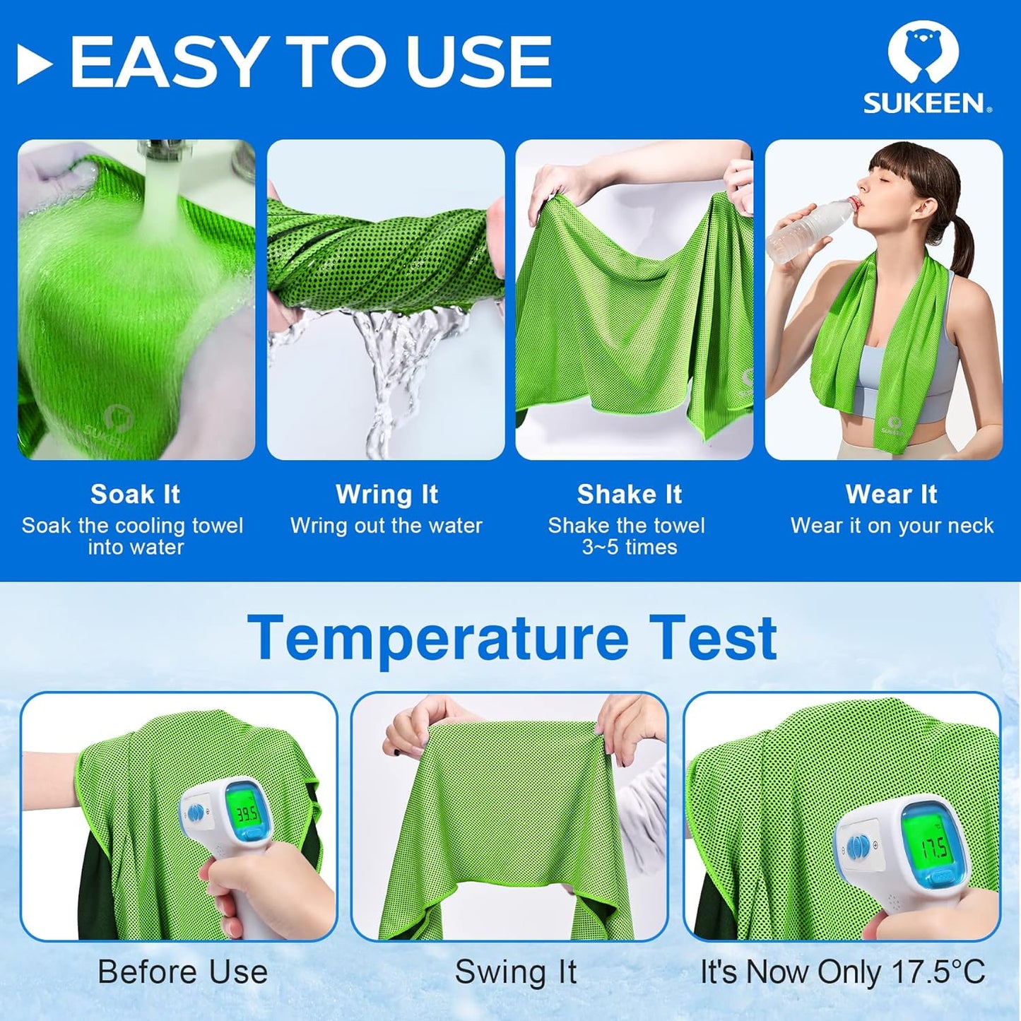 Stay Cool Anywhere: 4 Pack of Versatile Cooling Towels (40" x 12") - Perfect for Sports, Yoga, Gym, and Outdoor Adventures!