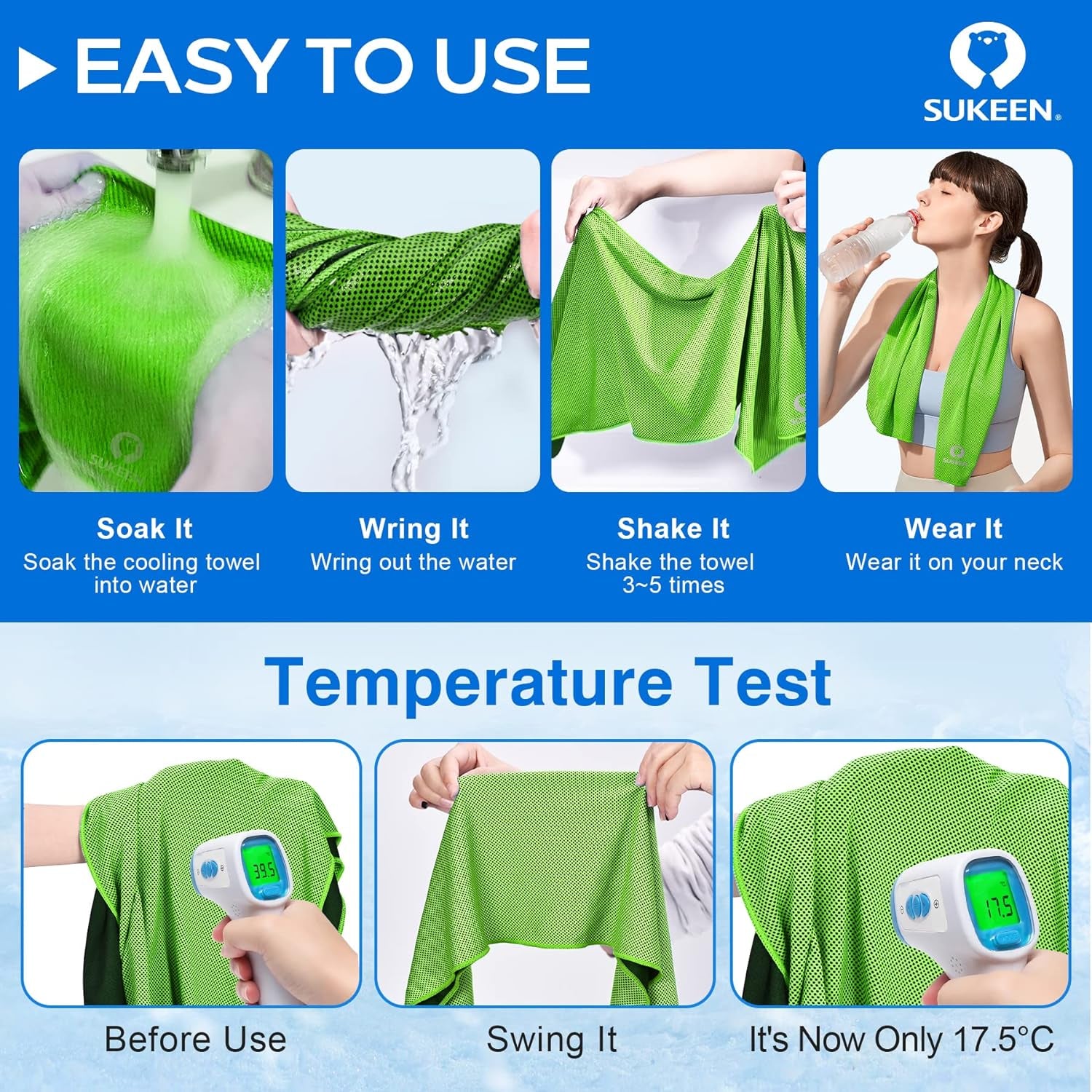 Stay Cool Anywhere: 4 Pack of Versatile Cooling Towels (40" x 12") - Perfect for Sports, Yoga, Gym, and Outdoor Adventures!
