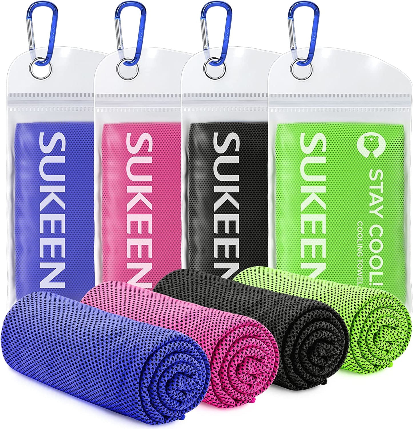 Stay Cool Anywhere: 4 Pack of Versatile Cooling Towels (40" x 12") - Perfect for Sports, Yoga, Gym, and Outdoor Adventures!