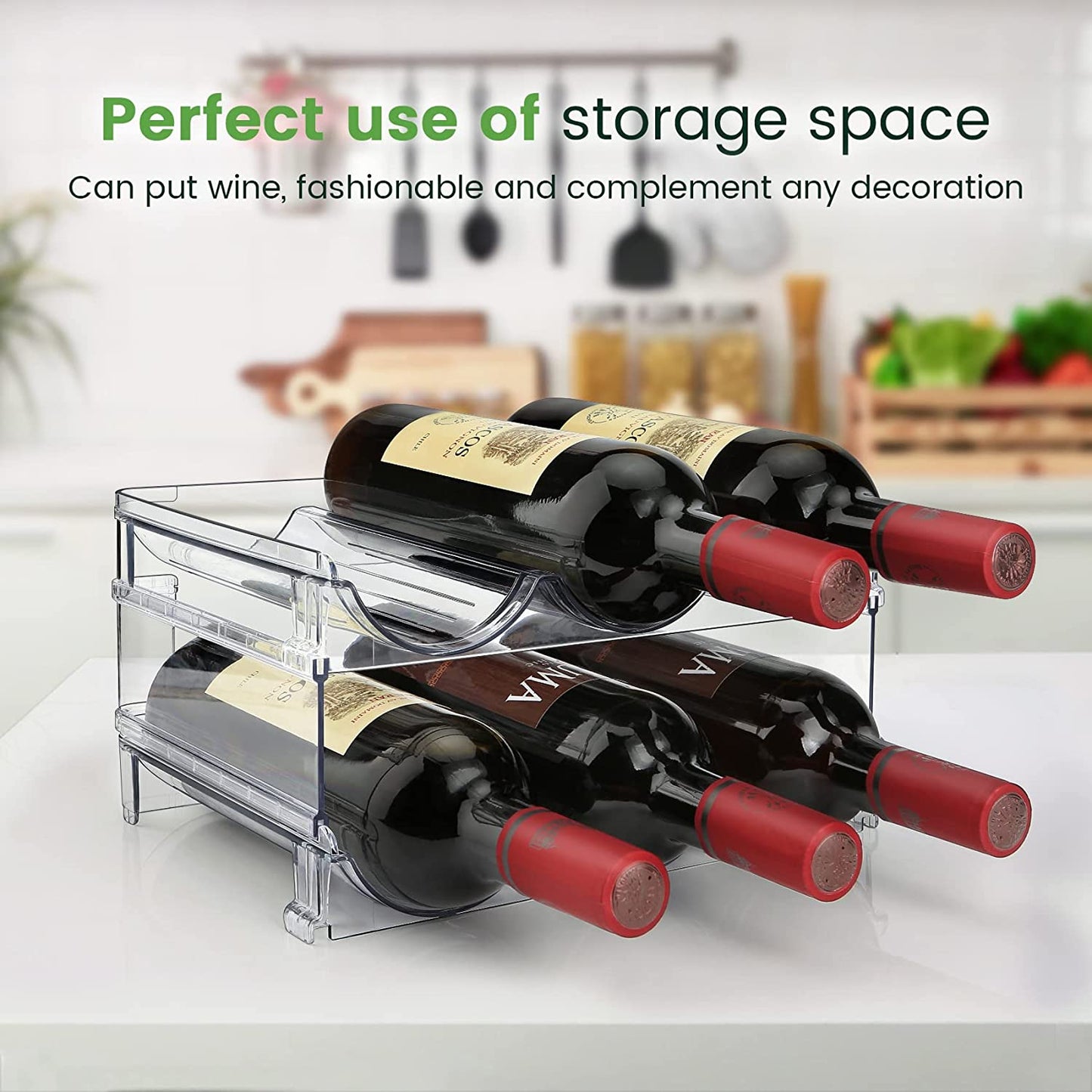 Effortlessly Organize Your Space with Our Stackable Water Bottle Storage Rack - 2 Pack!