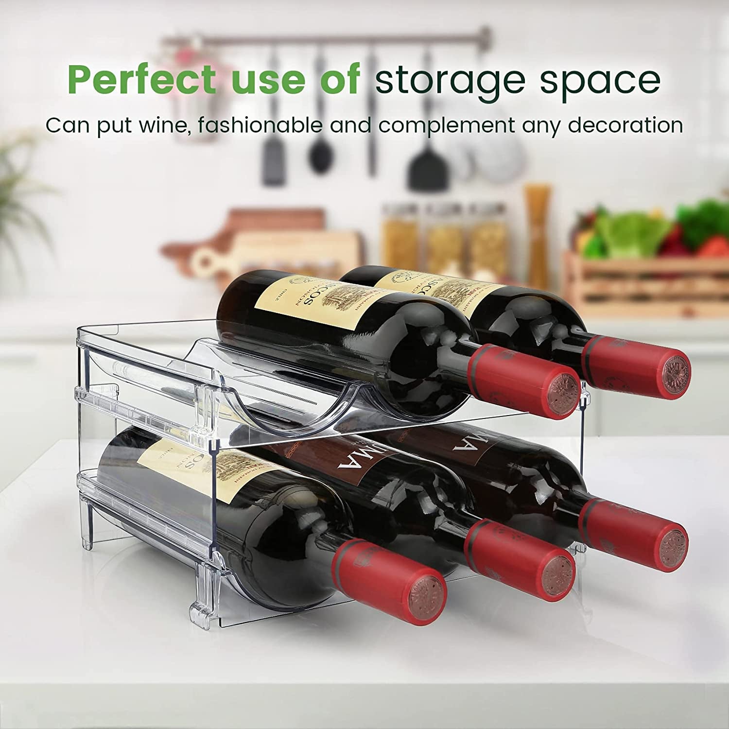 Effortlessly Organize Your Space with Our Stackable Water Bottle Storage Rack - 2 Pack!