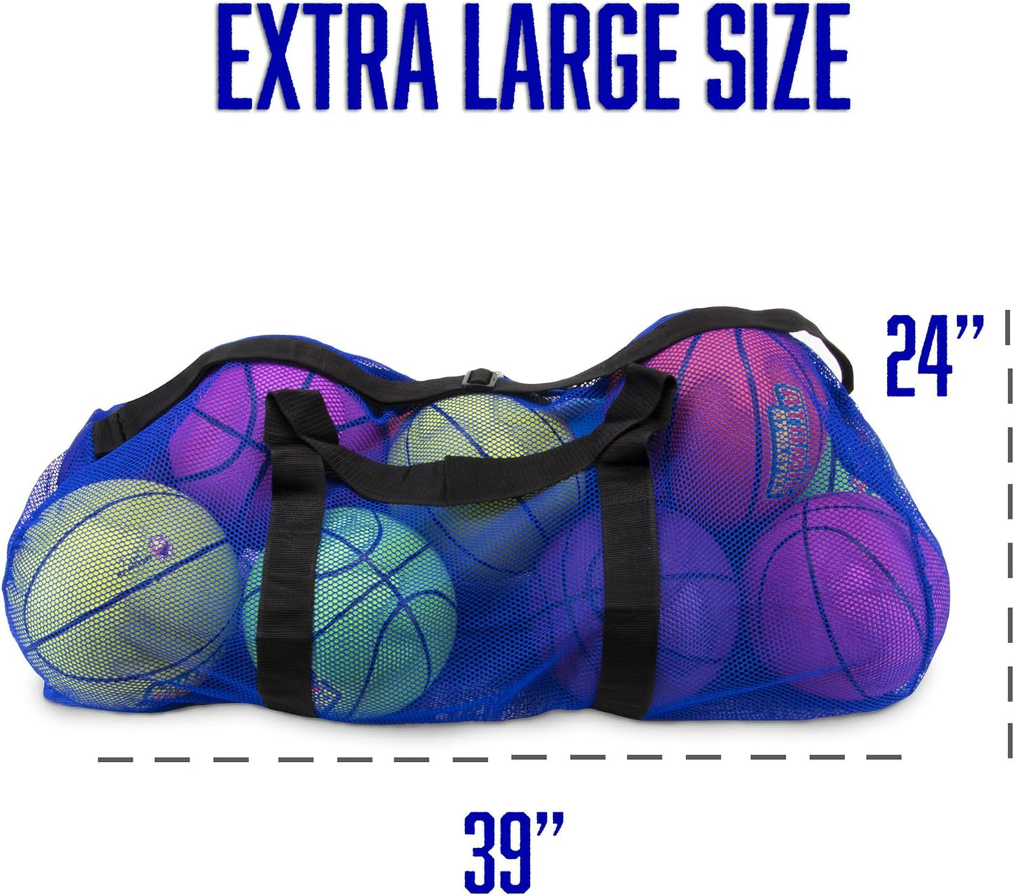 Ultimate 39" Mesh Sports Ball Bag - Adjustable Shoulder Strap Duffle for All Your Gym Gear, Jerseys, and Laundry