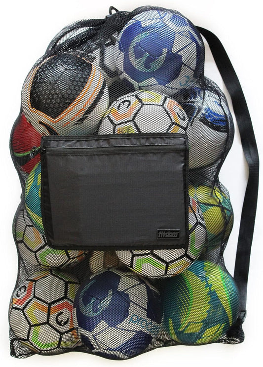 Extra Large Heavy Duty Mesh Sports Bag - Perfect for Soccer, Water Sports, and More with Adjustable Strap and Secure Pocket