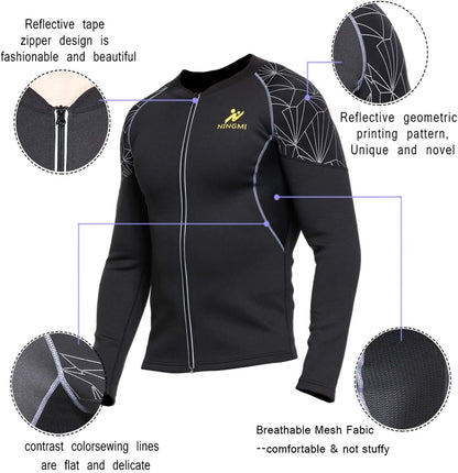 Elevate Your Workout with Our Men's Sauna Suit: Long Sleeve Neoprene Sweat Jacket for Ultimate Body Shaping