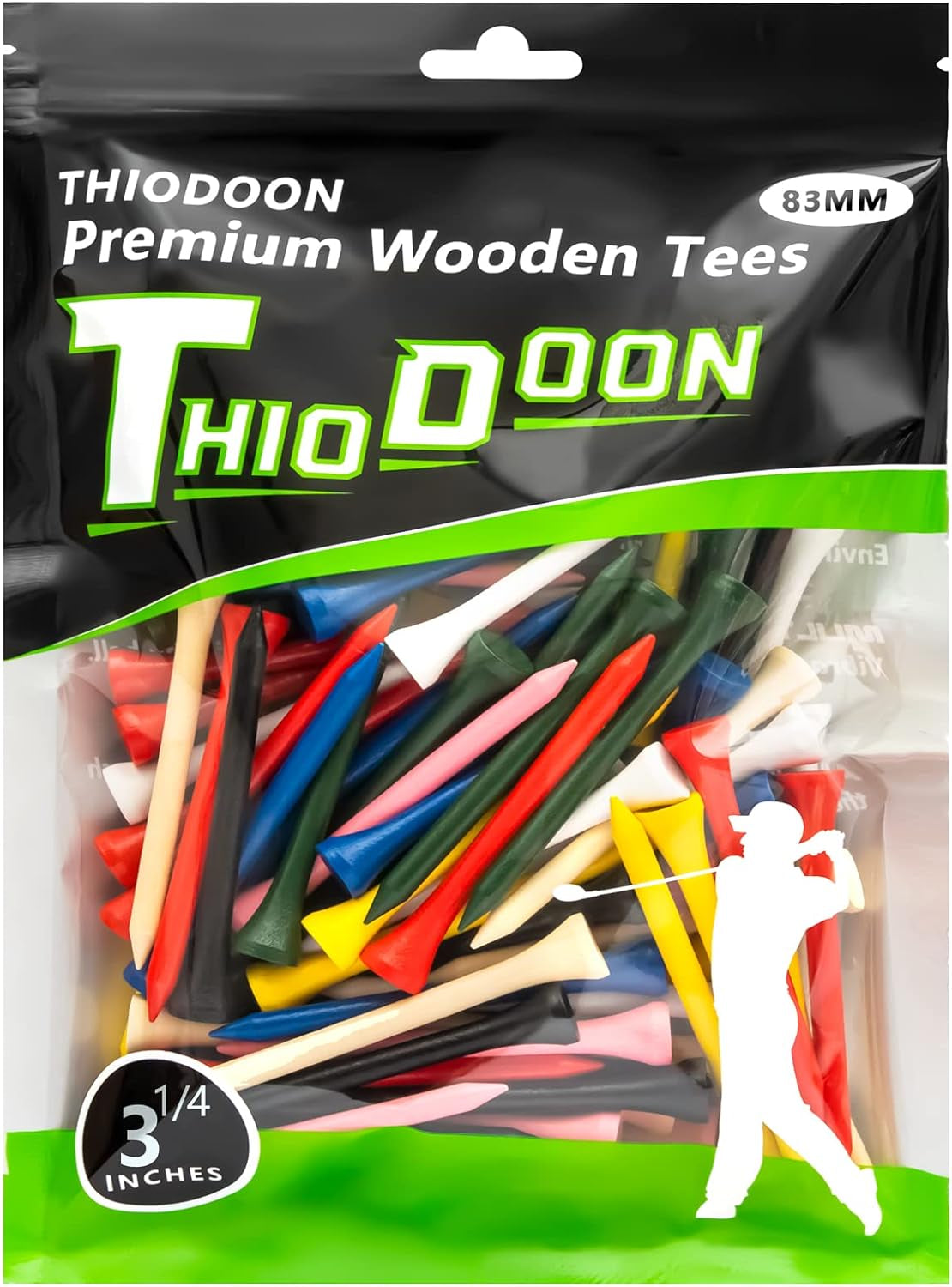 Elevate Your Game with Our Premium Natural Wood Golf Tees - Pack of 100 in Vibrant Mixed Colors, Perfect for All Skill Levels!