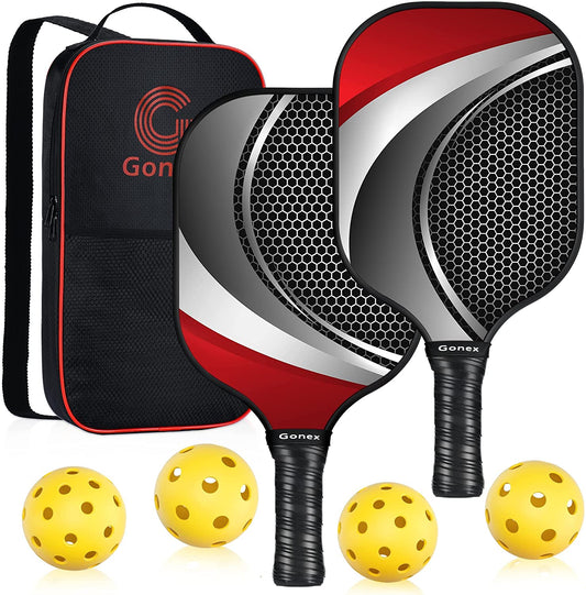 Ultimate Lightweight Pickleball Paddle Set with Comfort Grip - Includes 2 Graphite Rackets, 4 Balls & Carry Bag for All Ages and Skill Levels