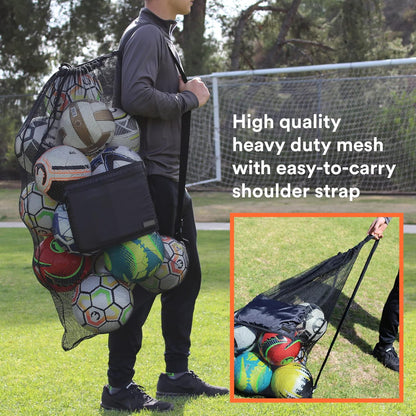Extra Large Heavy Duty Mesh Sports Bag - Perfect for Soccer, Water Sports, and More with Adjustable Strap and Secure Pocket