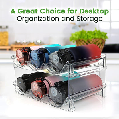 Effortlessly Organize Your Space with Our Stackable Water Bottle Storage Rack - 2 Pack!
