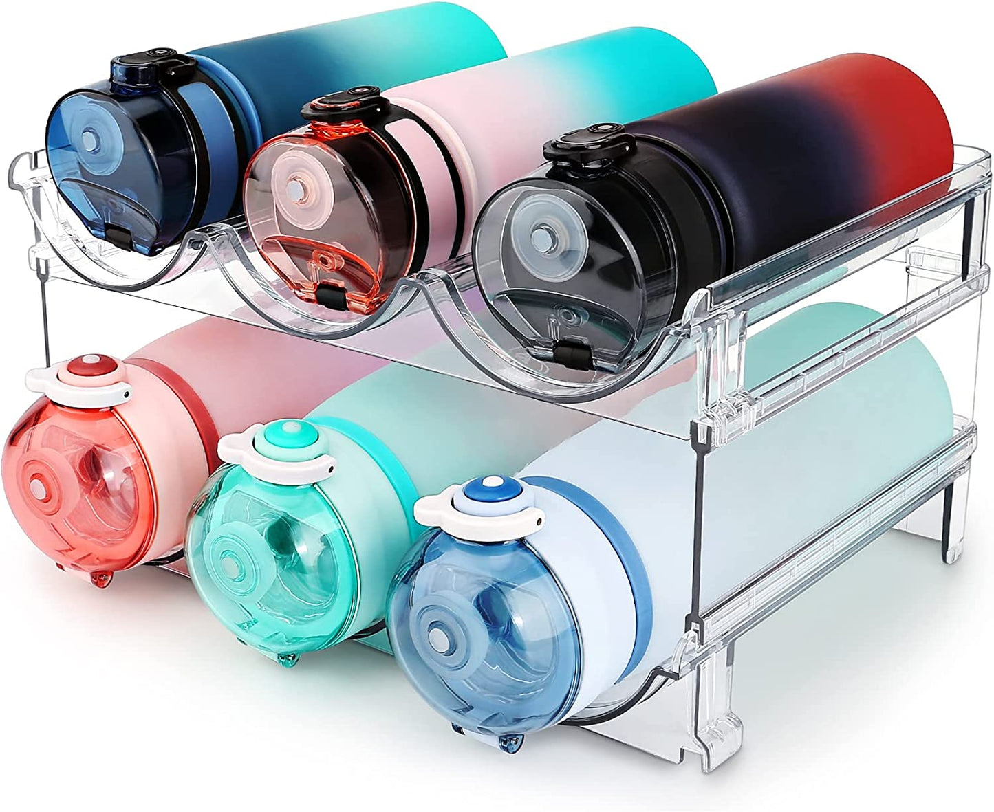 Effortlessly Organize Your Space with Our Stackable Water Bottle Storage Rack - 2 Pack!