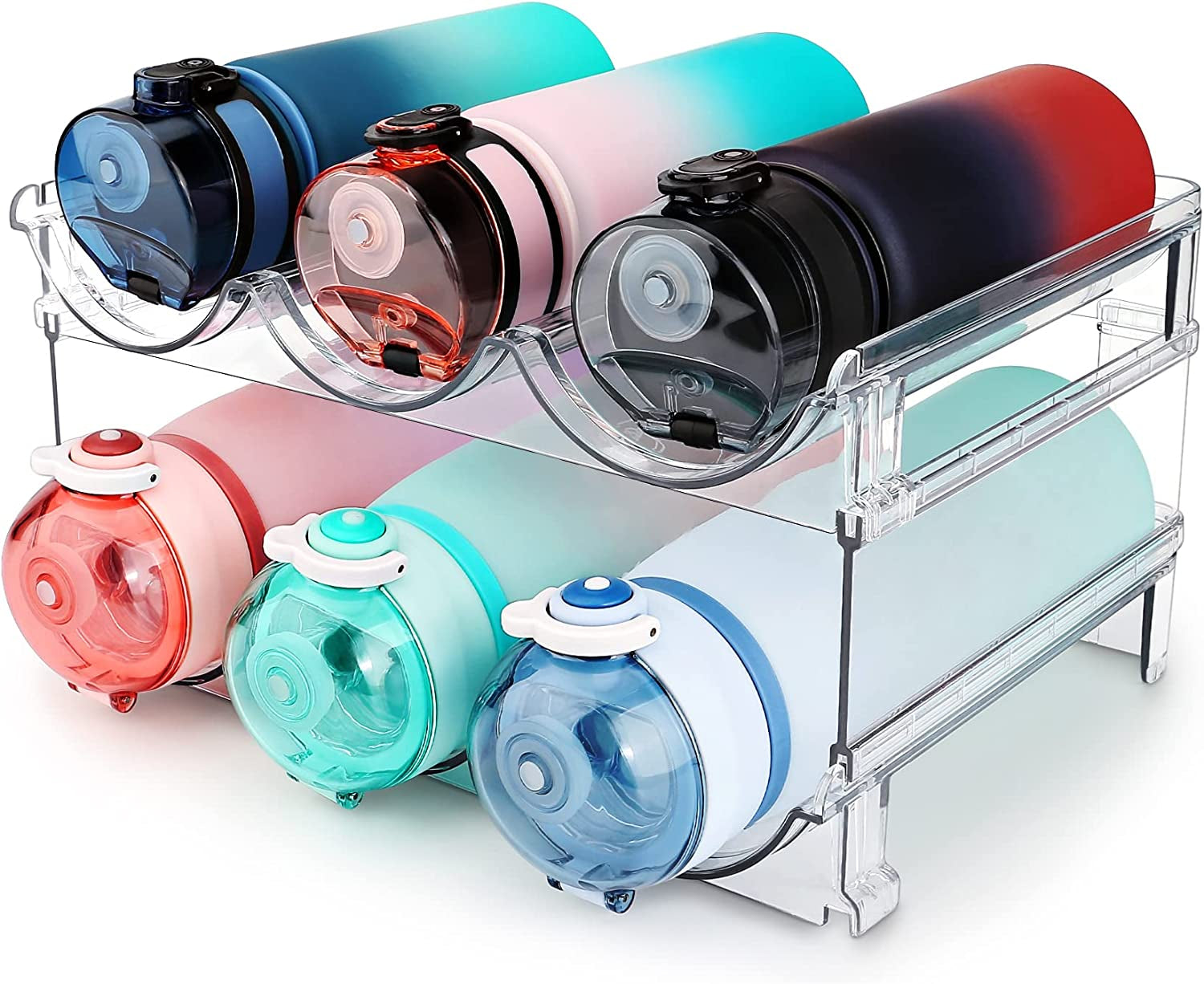 Effortlessly Organize Your Space with Our Stackable Water Bottle Storage Rack - 2 Pack!