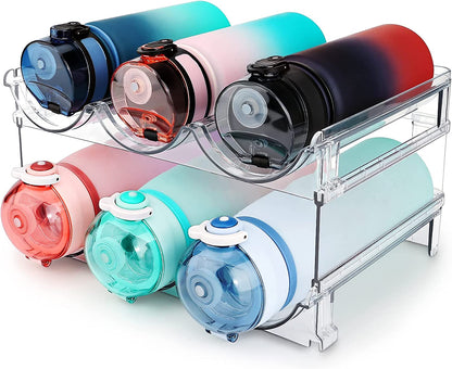 Effortlessly Organize Your Space with Our Stackable Water Bottle Storage Rack - 2 Pack!