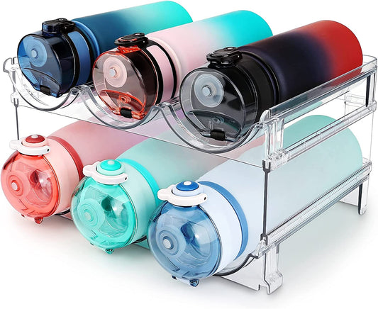 Effortlessly Organize Your Space with Our Stackable Water Bottle Storage Rack - 2 Pack!