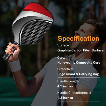 Ultimate Lightweight Pickleball Paddle Set with Comfort Grip - Includes 2 Graphite Rackets, 4 Balls & Carry Bag for All Ages and Skill Levels