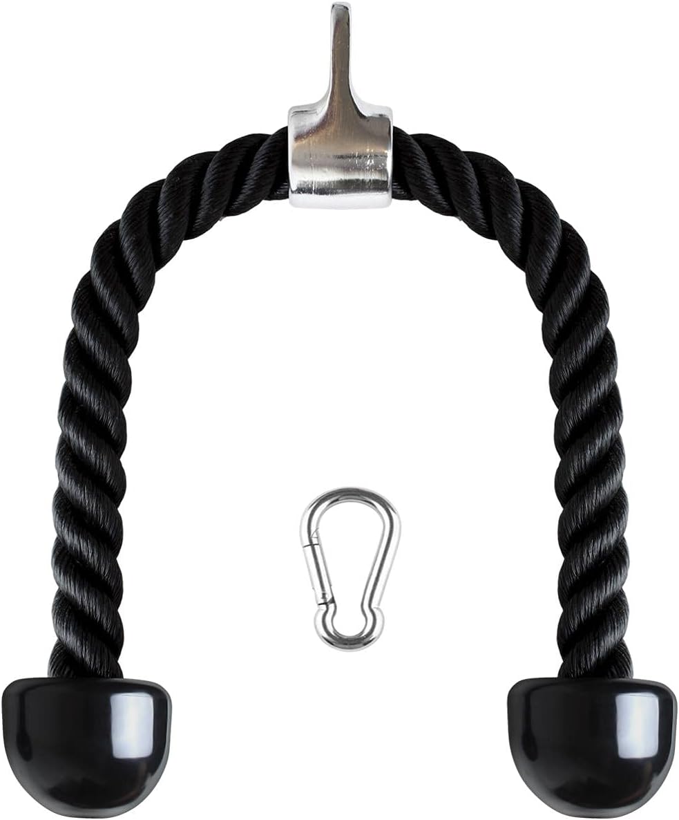 U6935 - Hochwertiges Nylon Trizepsseil mit Rutschfesten Griffen für Effektives Training von Bizeps und Trizeps - Ideal für Fitnessstudio und Zuhause - Schwarz