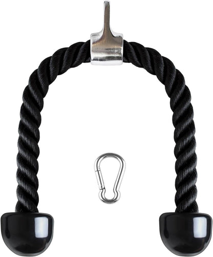 U6935 - Hochwertiges Nylon Trizepsseil mit Rutschfesten Griffen für Effektives Training von Bizeps und Trizeps - Ideal für Fitnessstudio und Zuhause - Schwarz
