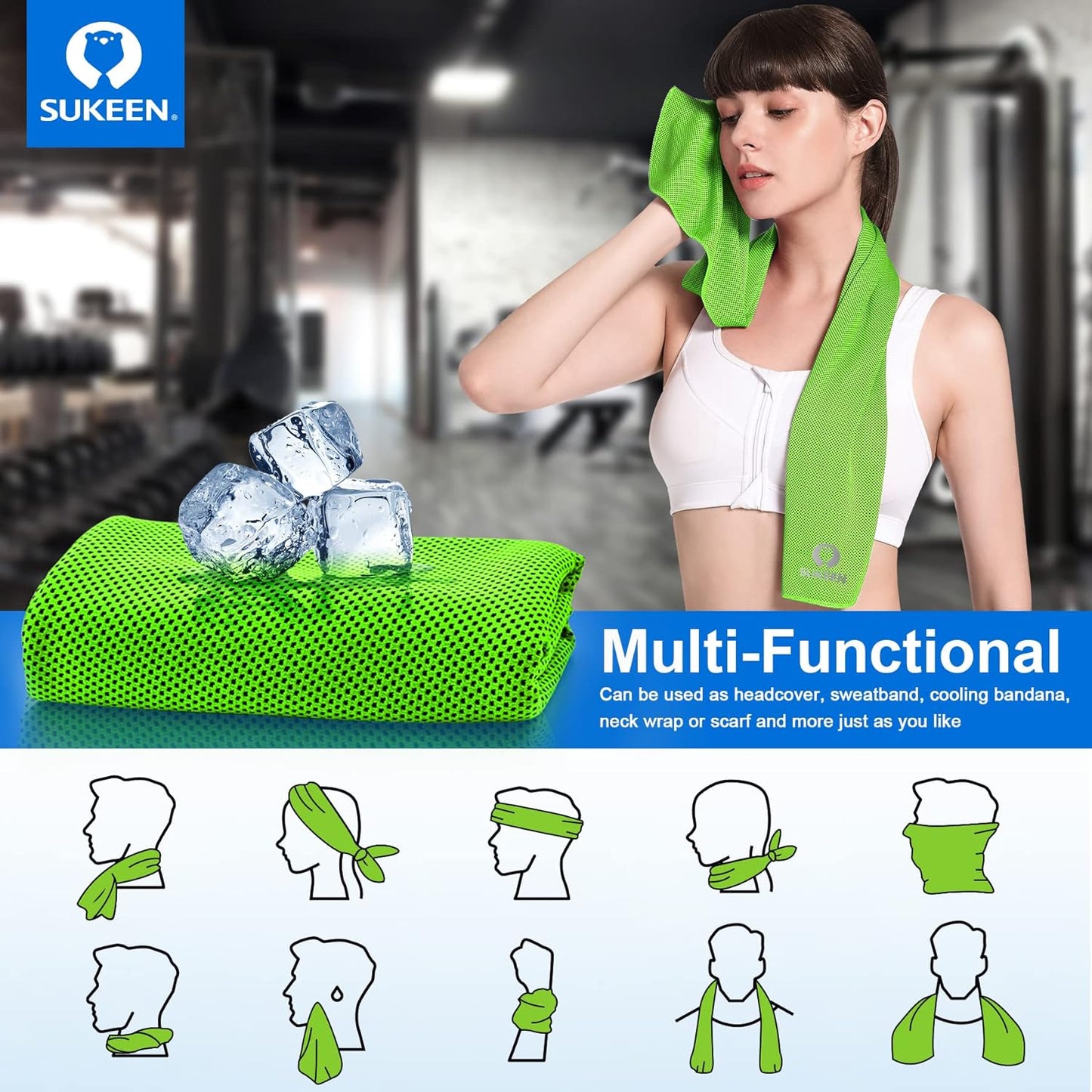 Stay Cool Anywhere: 4 Pack of Versatile Cooling Towels (40" x 12") - Perfect for Sports, Yoga, Gym, and Outdoor Adventures!