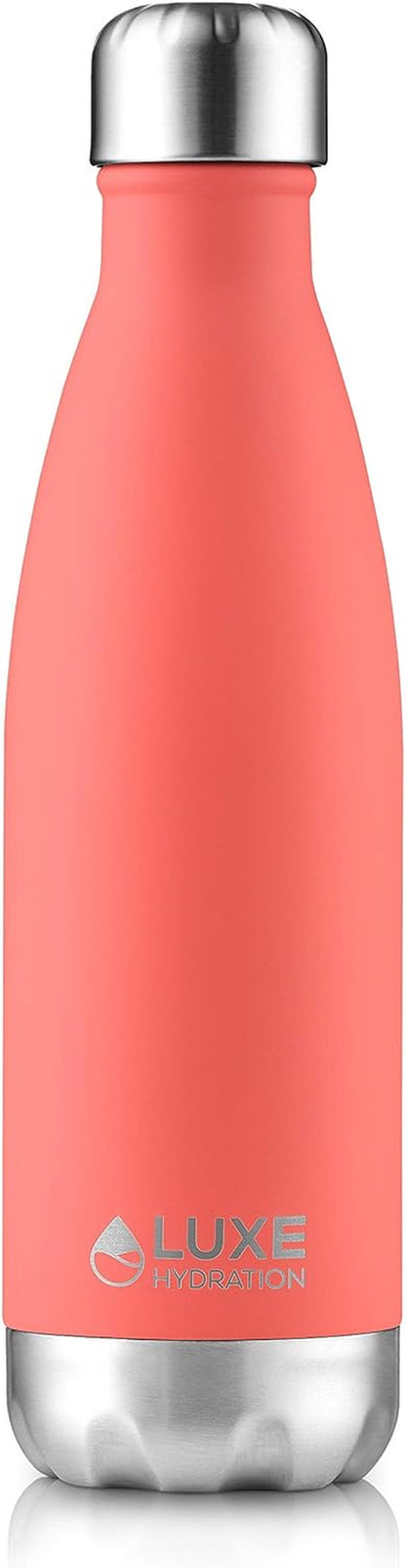 Stay Hydrated in Style with Our 17Oz Coral Travel Water Bottle - Double Wall Insulated Stainless Steel, Keeps Drinks Cold for 24 Hours and Hot for 12 Hours!