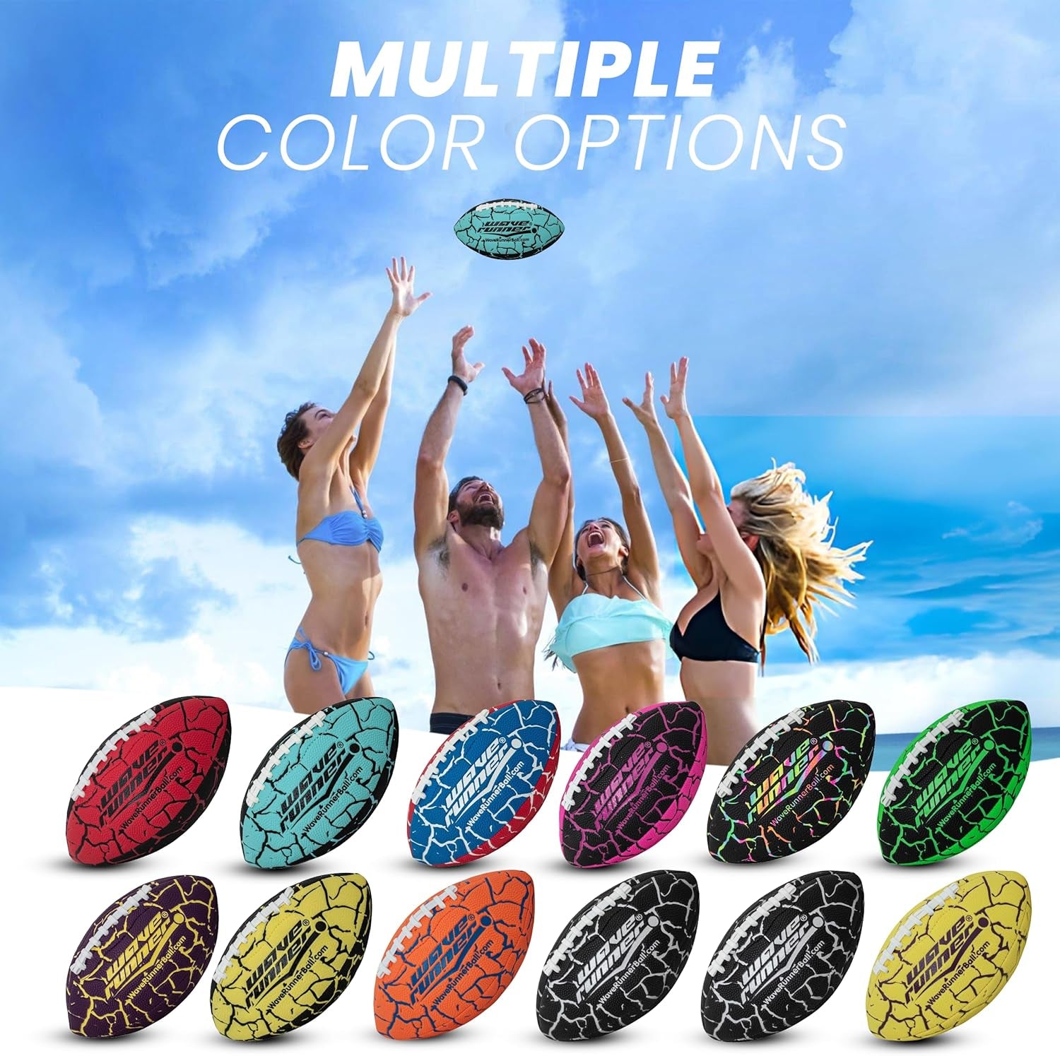 Wave Runner Xtreme Grip-It Waterproof Junior Football - Perfect for Beach, Pool, and Outdoor Fun! Durable, Double-Laced, All-Weather Play for Kids and Teens