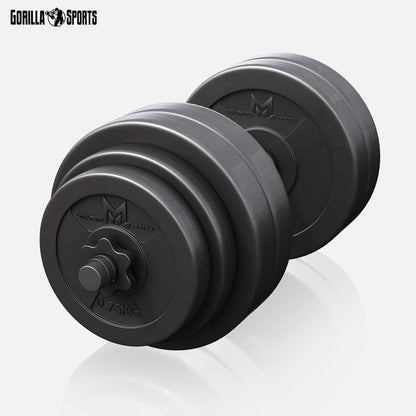 GYRONETICS® 30Kg Adjustable Dumbbell Set - Complete 2-Piece Weight Training Kit with 8x2.5Kg, 4x1.25Kg, and 4x0.75Kg Weights, Ergonomic Non-Slip Grip for Full Body Workouts