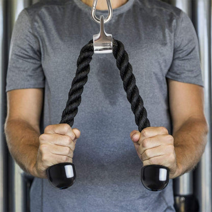 U6935 - Hochwertiges Nylon Trizepsseil mit Rutschfesten Griffen für Effektives Training von Bizeps und Trizeps - Ideal für Fitnessstudio und Zuhause - Schwarz