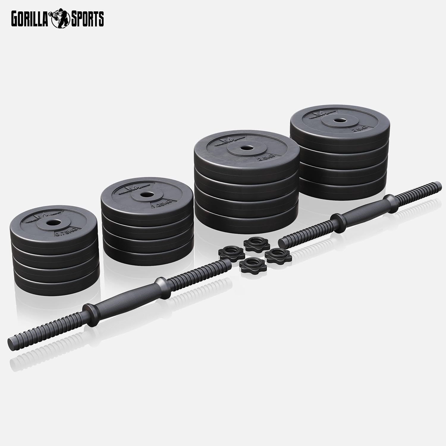 GYRONETICS® 30Kg Adjustable Dumbbell Set - Complete 2-Piece Weight Training Kit with 8x2.5Kg, 4x1.25Kg, and 4x0.75Kg Weights, Ergonomic Non-Slip Grip for Full Body Workouts