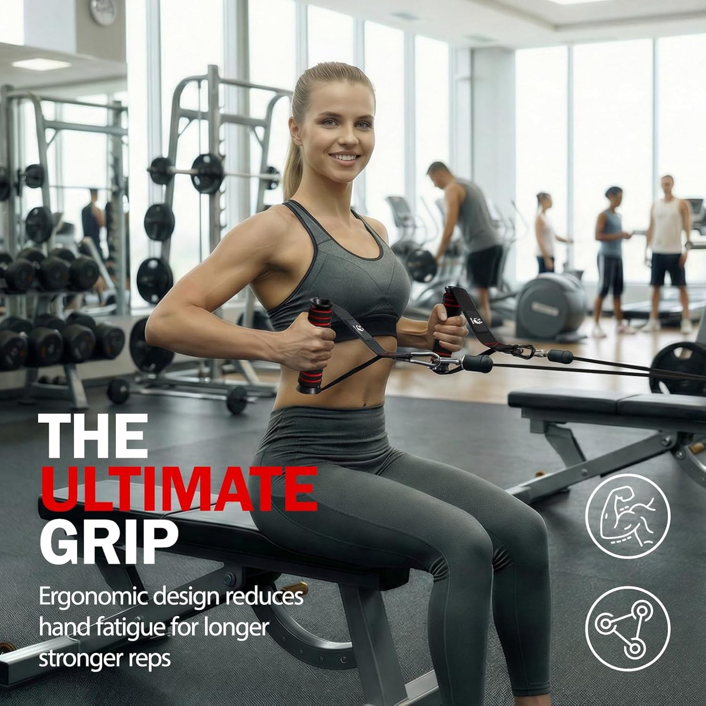 Einhandgriffe Set für Widerstandsbänder & Krafttraining - Hochwertige Edelstahl D-Ring Griffe für Ihr Fitness-Training