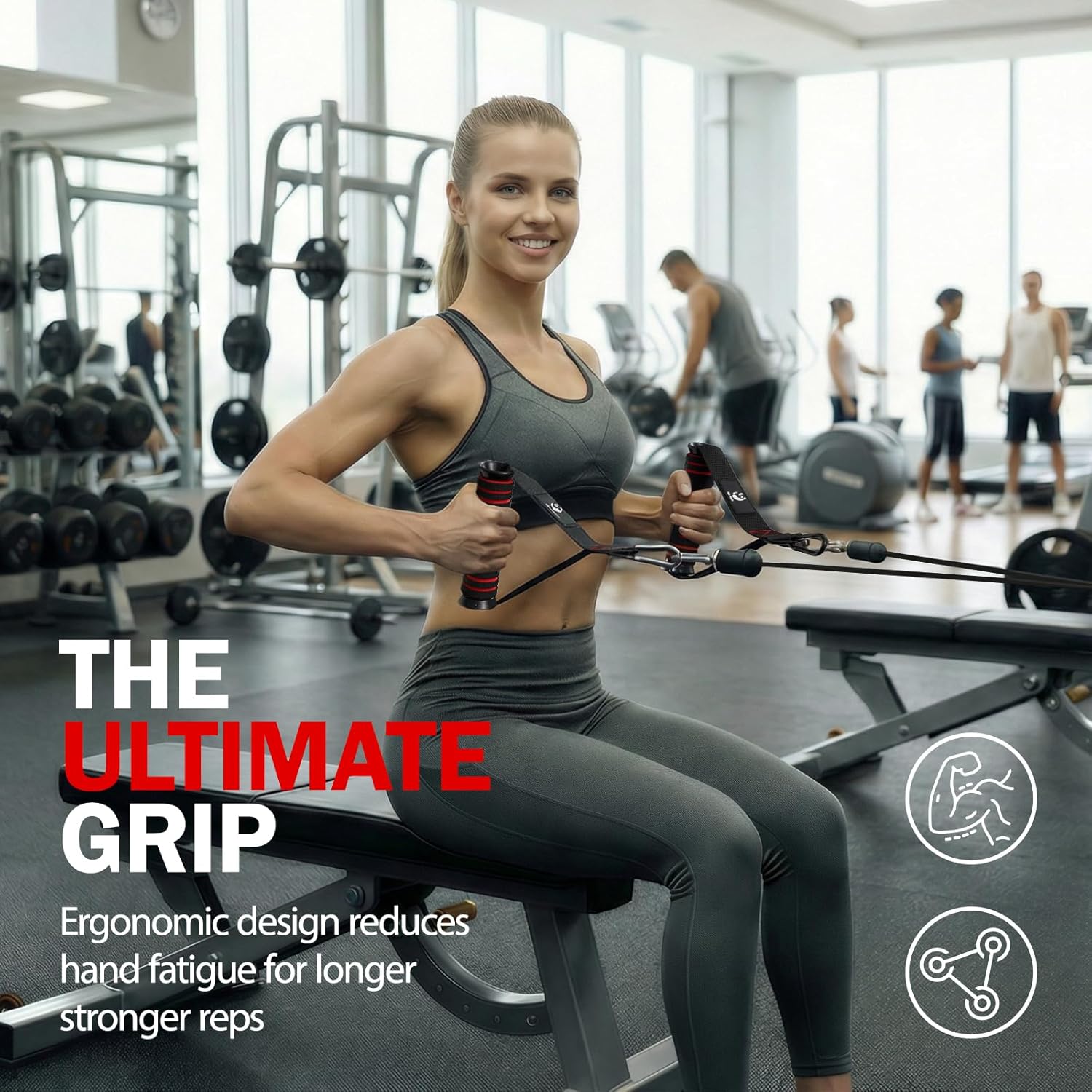 Einhandgriffe Set für Widerstandsbänder & Krafttraining - Hochwertige Edelstahl D-Ring Griffe für Ihr Fitness-Training
