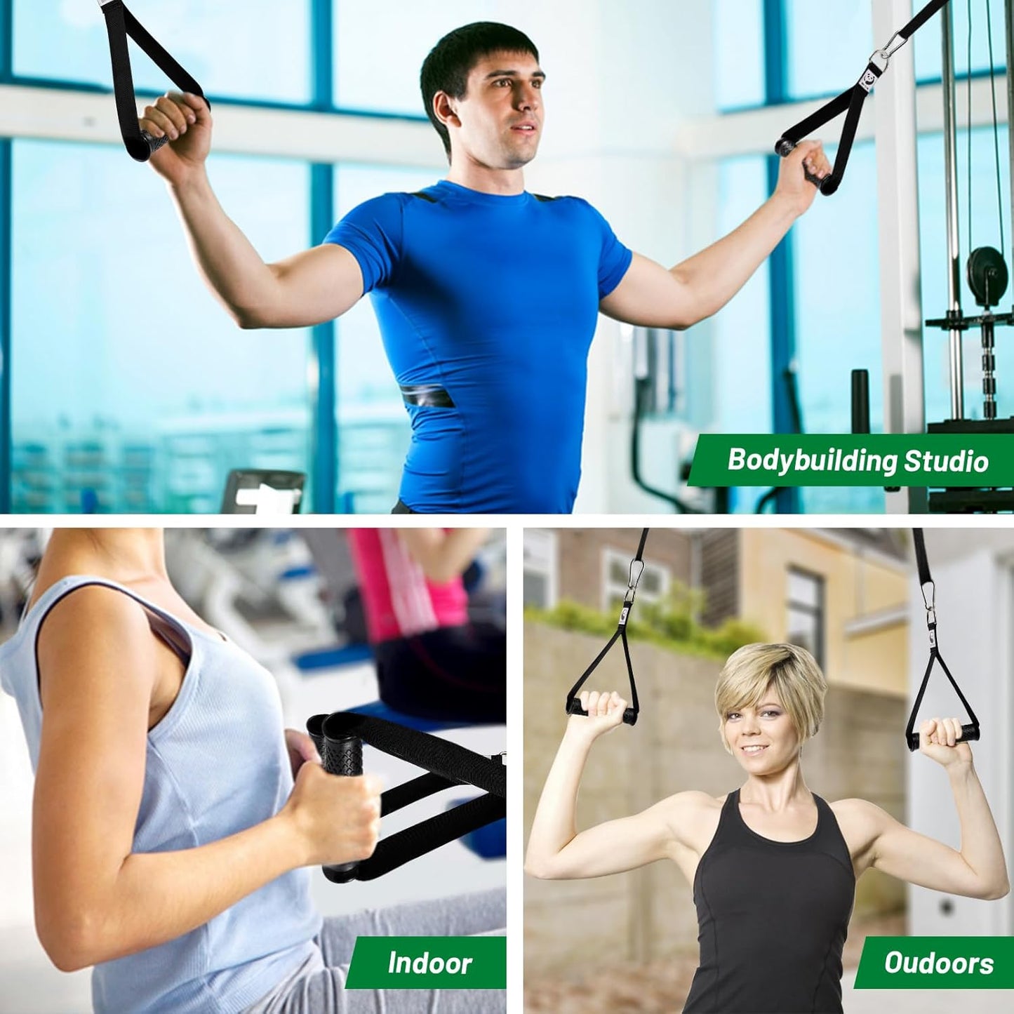 Maximieren Sie Ihr Training mit unserem Einhandgriffe Set (2 Stück) für Widerstandsbänder und Krafttraining – Robuste Edelstahl D-Ringe für optimale Leistung!