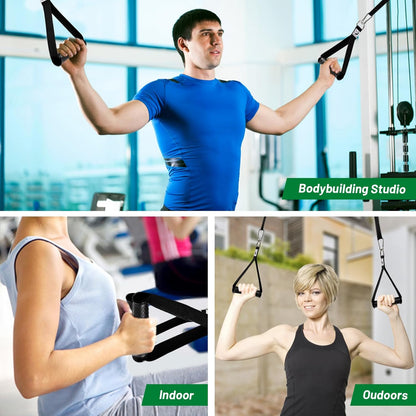 Maximieren Sie Ihr Training mit unserem Einhandgriffe Set (2 Stück) für Widerstandsbänder und Krafttraining – Robuste Edelstahl D-Ringe für optimale Leistung!