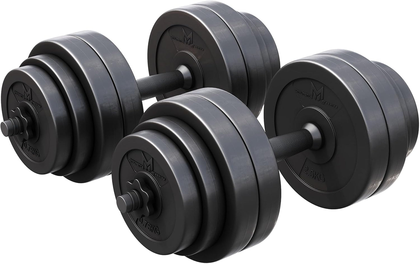 GYRONETICS® 30Kg Adjustable Dumbbell Set - Complete 2-Piece Weight Training Kit with 8x2.5Kg, 4x1.25Kg, and 4x0.75Kg Weights, Ergonomic Non-Slip Grip for Full Body Workouts