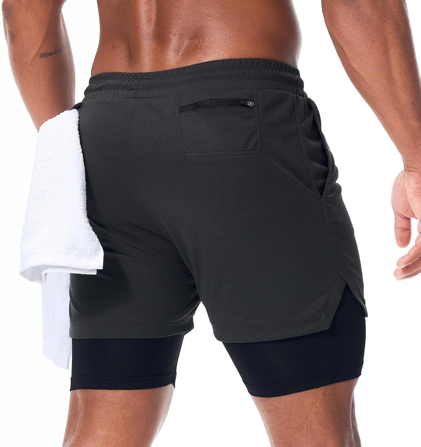 Elevate Your Workout with Grey 2-in-1 Mens Running Shorts - Perfect for Gym, Yoga, and Outdoor Sports!