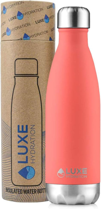 Stay Hydrated in Style with Our 17Oz Coral Travel Water Bottle - Double Wall Insulated Stainless Steel, Keeps Drinks Cold for 24 Hours and Hot for 12 Hours!