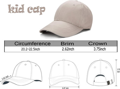 Stylish Khaki Baseball Cap for Kids - Adjustable Washed Cotton Hat for Boys and Girls