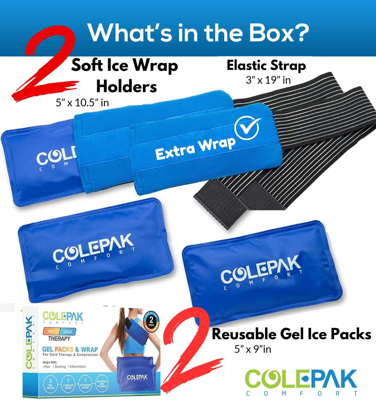 Ultimate Hot & Cold Gel Ice Packs Set - 4 Reusable Packs for Pain Relief & Recovery of Injuries, Soreness & Swelling in Knees, Back, Shoulders & Feet