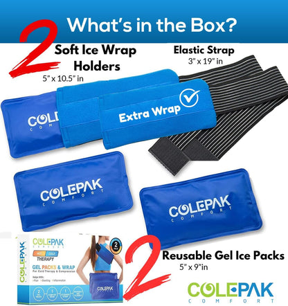 Ultimate Hot & Cold Gel Ice Packs Set - 4 Reusable Packs for Pain Relief & Recovery of Injuries, Soreness & Swelling in Knees, Back, Shoulders & Feet
