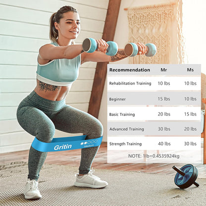 Gritin 5er Set Widerstandsbänder – Hochwertige Latex Fitnessbänder mit 5 Widerstandsstufen, Ideales Trainingszubehör für Muskelaufbau, Yoga und Fitness, Inklusive Tragetasche und Deutscher Übungsanleitung