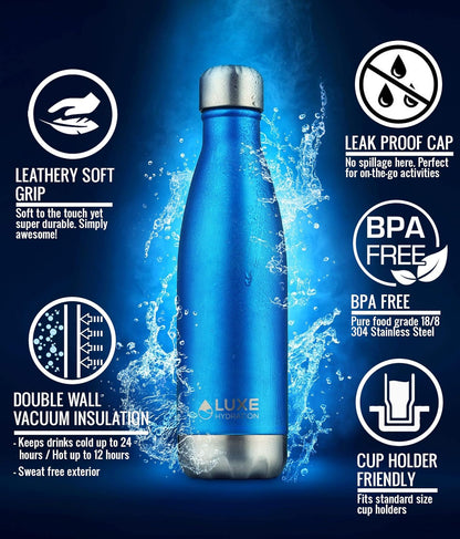 Stay Hydrated in Style with Our 17Oz Coral Travel Water Bottle - Double Wall Insulated Stainless Steel, Keeps Drinks Cold for 24 Hours and Hot for 12 Hours!