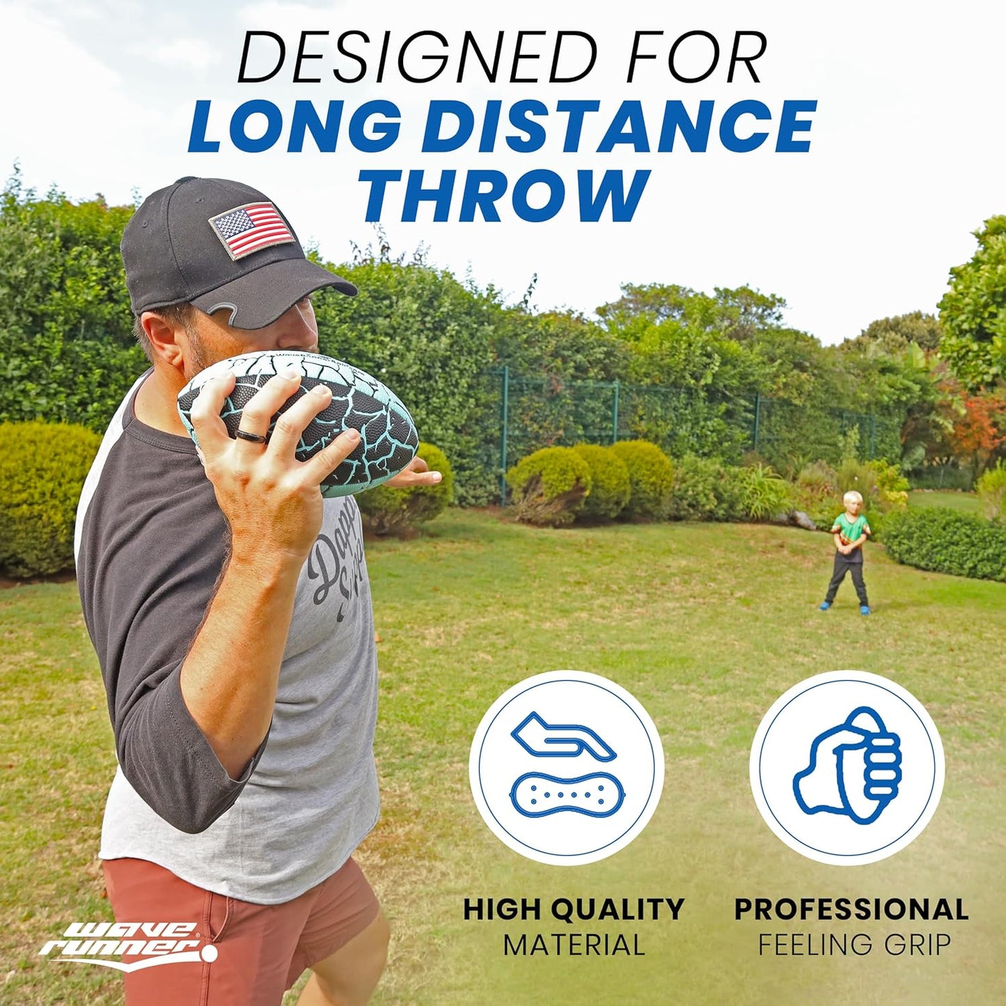 Wave Runner Xtreme Grip-It Waterproof Junior Football - Perfect for Beach, Pool, and Outdoor Fun! Durable, Double-Laced, All-Weather Play for Kids and Teens