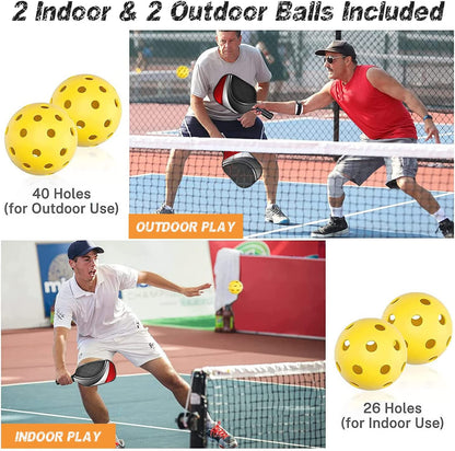 Ultimate Lightweight Pickleball Paddle Set with Comfort Grip - Includes 2 Graphite Rackets, 4 Balls & Carry Bag for All Ages and Skill Levels