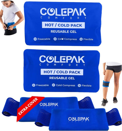Ultimate Hot & Cold Gel Ice Packs Set - 4 Reusable Packs for Pain Relief & Recovery of Injuries, Soreness & Swelling in Knees, Back, Shoulders & Feet