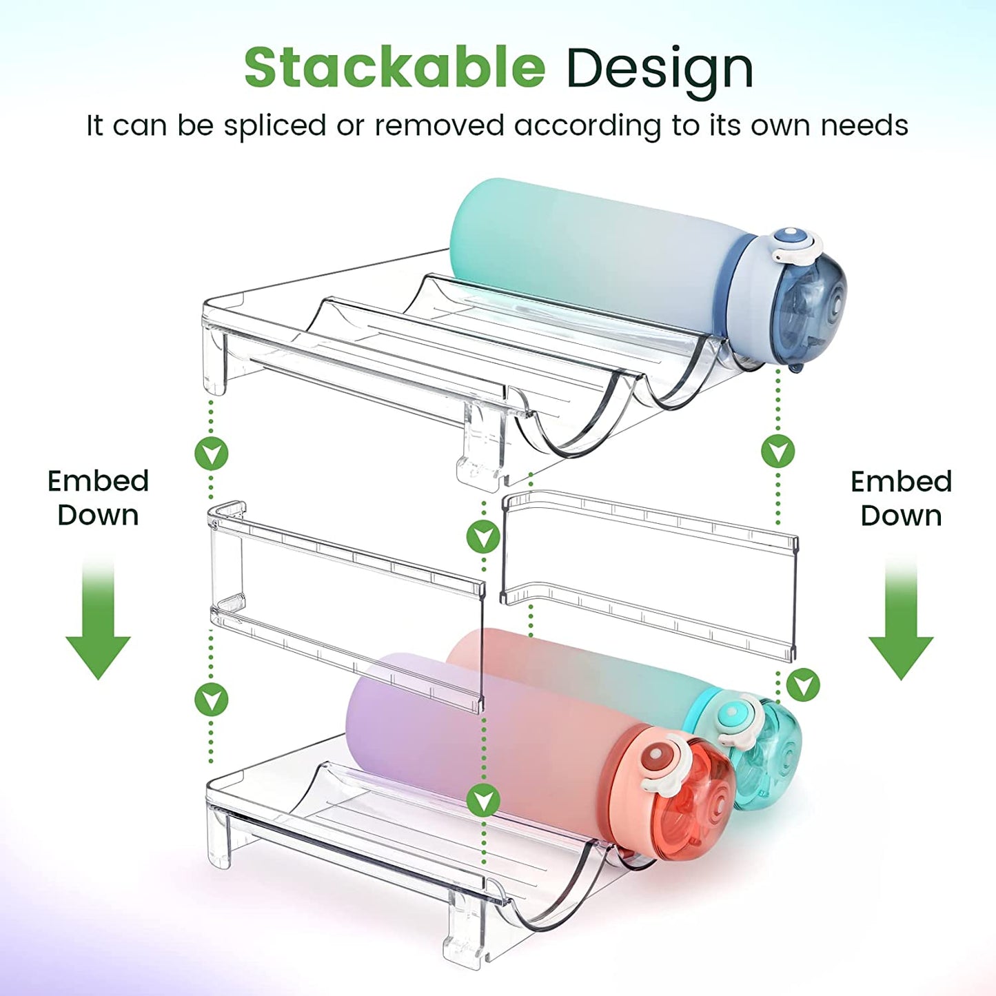 Effortlessly Organize Your Space with Our Stackable Water Bottle Storage Rack - 2 Pack!