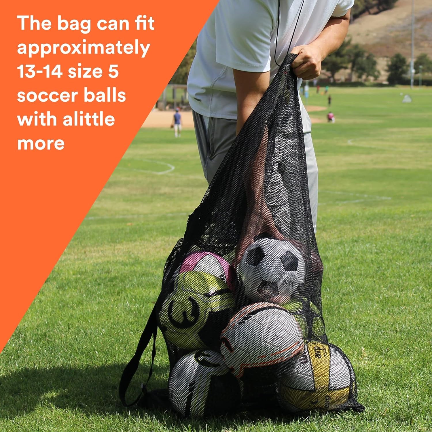 Extra Large Heavy Duty Mesh Sports Bag - Perfect for Soccer, Water Sports, and More with Adjustable Strap and Secure Pocket