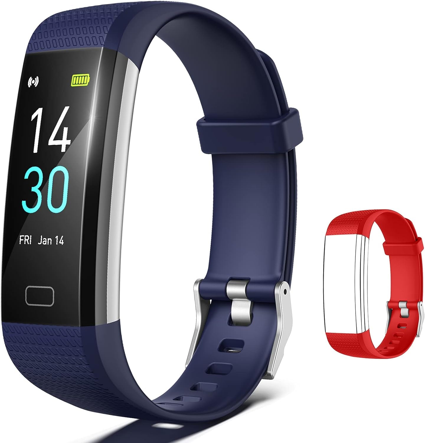 Revolutionary Fitness Tracker: 16 Sports Modes, Waterproof Design, and All-Day Health Monitoring for Men and Women (Blue/Red)