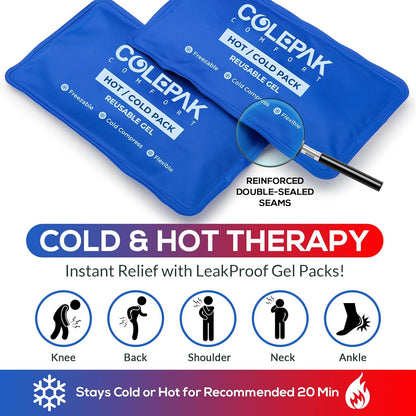 Ultimate Hot & Cold Gel Ice Packs Set - 4 Reusable Packs for Pain Relief & Recovery of Injuries, Soreness & Swelling in Knees, Back, Shoulders & Feet