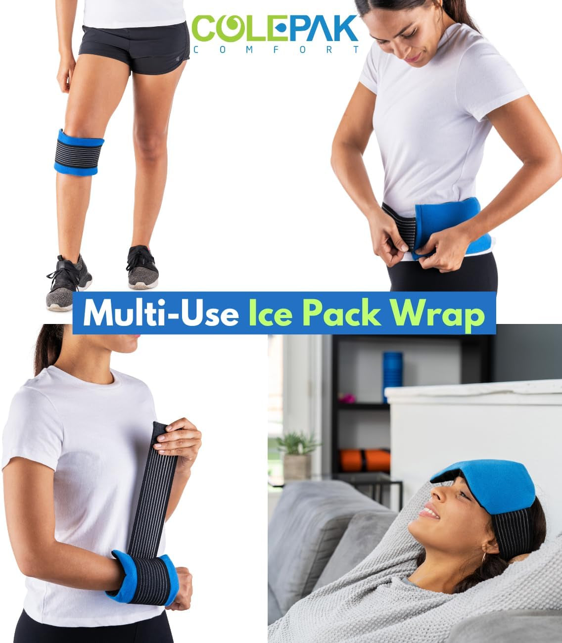 Ultimate Hot & Cold Gel Ice Packs Set - 4 Reusable Packs for Pain Relief & Recovery of Injuries, Soreness & Swelling in Knees, Back, Shoulders & Feet