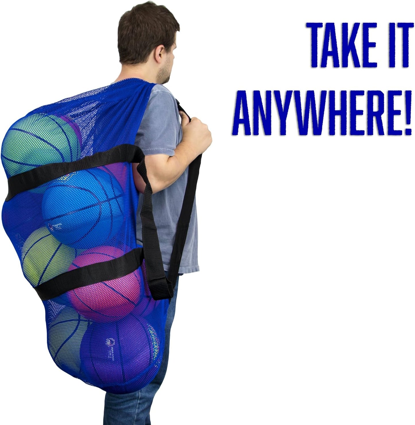 Ultimate 39" Mesh Sports Ball Bag - Adjustable Shoulder Strap Duffle for All Your Gym Gear, Jerseys, and Laundry