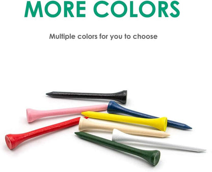 Elevate Your Game with Our Premium Natural Wood Golf Tees - Pack of 100 in Vibrant Mixed Colors, Perfect for All Skill Levels!