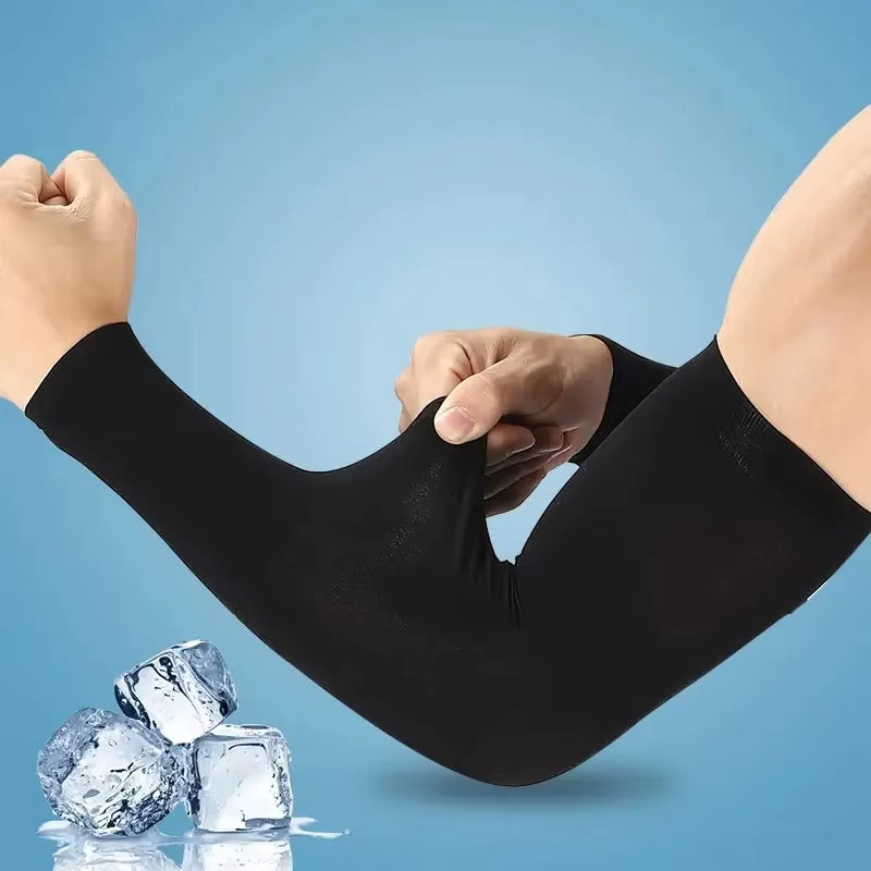 Stay Cool and Protected with Ice Silk Sports Arm Sleeves - Perfect for Cycling, Running, and Outdoor Adventures!